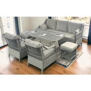 Tu Tienda PETRA Rattan 3+1+1+2puf+Masa Rattan Bahçe Balkon Mobilyası,VİZON