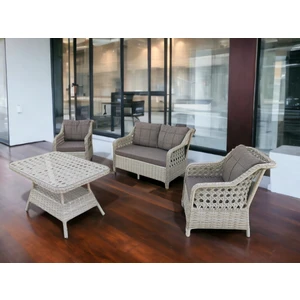 Tu Tienda Nova Rattan Örgü 2+1+1+Masa,sütlü Kahve