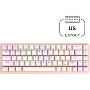 Rebel Pembe Us Layout Rainbow Low Profile Red Swıtch Mekanik Gaming Oyuncu Klavye