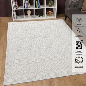 Giza Home Chenille Krem Yumuşak Yıkanabilir Çocuk Odası Oturma Odası Salon Mutfak Halısı N1 80 x 150 cm
