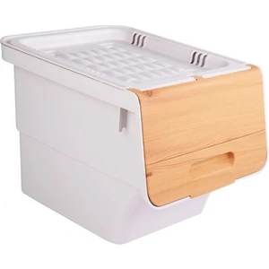 Öz House 12 Litre Bambu Desenli Patates Soğanlık Tekerlekli Tekli Organizer