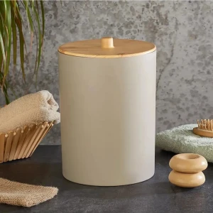 Bersa Chef Limpia Bambu Görünümlü Plastik Çöp Kovası 5Lt