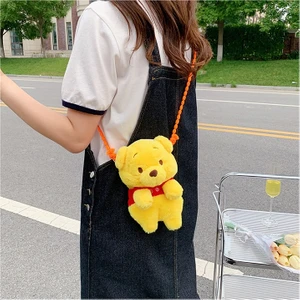 Pearl Cartoon Peluş Crossbody Bag Winnie The Pooh Peluş Oyuncak Omuz Çantası (Yurt Dışından)