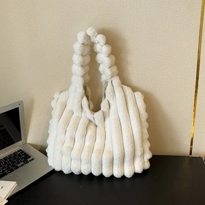 Peluş Bag Kadın Sonbahar ve Kış Moda Omuz Çantası Çanta Büyük Kapasite Tote Çanta (Yurt Dışından)