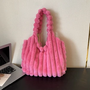 Peluş Bag Kadın Sonbahar ve Kış Moda Omuz Çantası Çanta Büyük Kapasite Tote Çanta (Yurt Dışından)
