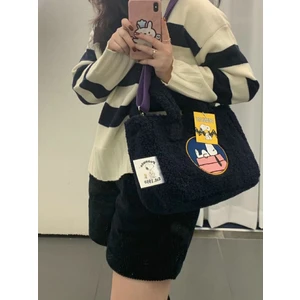 Snoopy Çanta Peluş Karikatür Kuzu Yün Büyük Kapasiteli Sevimli Çanta Omuz Crossbody Çanta Kadınlar Için (Yurt Dışından)