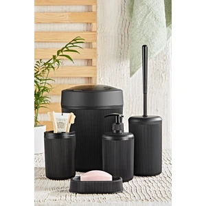 Orsa Home 207 Çizgi Desen Siyah 5'li Banyo Seti