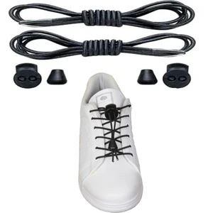 Black Vein Siyah Akıllı Bağcık, Pratik Lastikli Ayakkabı Bağcığı, Spor, Çocuk, Klasik ve Bot Bağcığı, 100 cm