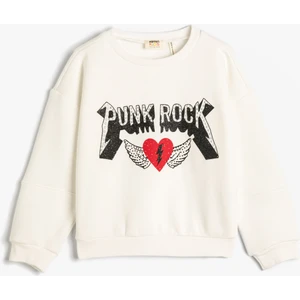 Sweatshirt Müzik Temalı Bisiklet Yaka Simli Boncuklu Şardonlu