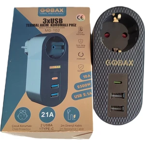 Termal Akım Korumalı Akıllı Priz 2Xusb -1Type-C Mg-102