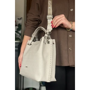 Just Polo 4 Bölmeli Büyük Boy Örgülü Model Ayarlanabilir Askılı Kadin Omuz Cantasi 4031 Taş