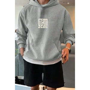Yeah Square Ön Baskılı Pamuklu Erkek Sweatshirt