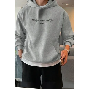 Keep Up With Ön Baskılı Pamuklu Erkek Sweatshirt