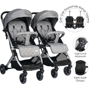 Fiorano New Kabin Boy İkiz Bebek Arabası - Dolphin Grey
