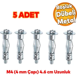 Çelik Alçıpan Ve Boşluk Dübel Frt Tuğla Duvar Bims Paraşüt Dübeli 4X46 Metal 5 Adet