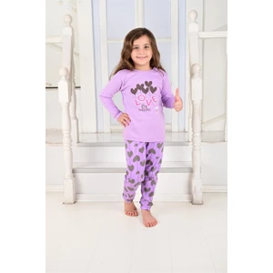 Kız Çocuk Uzun Kollu Pijama Takımı Ballon Hearth Lila