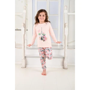 Kız Çocuk Uzun Kollu Pijama Takımı Paris Girl Somon