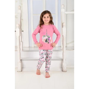 Kız Çocuk Uzun Kollu Pijama Takımı Paris Girl Nar
