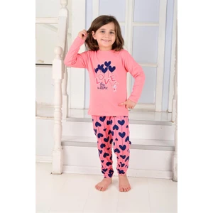 Kız Çocuk Uzun Kollu Pijama Takımı Ballon Hearth Somon