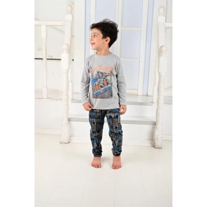 Erkek Çocuk Uzun Kollu Pijama Takımı Skate Ninja Gri