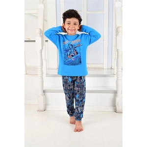 Erkek Çocuk Uzun Kollu Pijama Takımı Skate Ninja Mavi