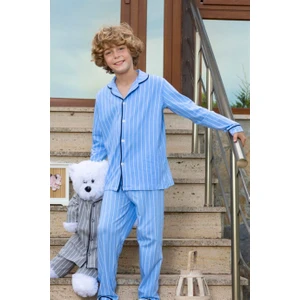 Çizgili Düğmeli Erkek Çocuk Pijama