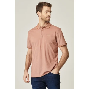 AC&Co / Altınyıldız Classics Erkek Kiremit-bej Polo Yaka Cepli Regular Fit Rahat Kesim Düz Tişört