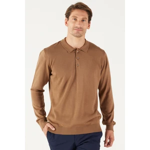 ALTINYILDIZ CLASSICS Erkek Vizon Tüylenme Yapmayan Anti Pilling Kumaş Standart Fit Normal Kesim Polo Yaka Triko Kazak