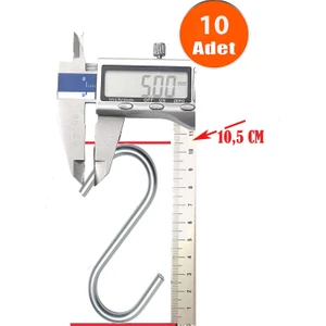 Etsylight, 10,5 cm Büyük Ve Kalın Metal S Kanca 5 mm Kalınlıkta 10 Adet