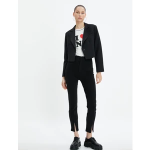 Tayt Pantolon Yırtmaç Detaylı Yüksek Belli Beli Lastikli