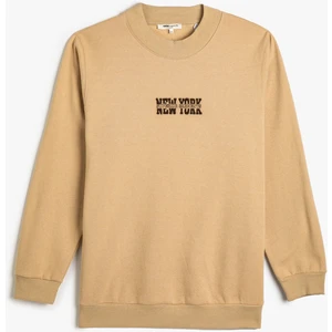 Kolej Sweat Bisiklet Yaka Işleme Detaylı Uzun Kollu