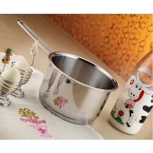 Gelincik Çelik Sütlük Tencere 18X11 cm Çelik Tel Kulplu-Kapaksız