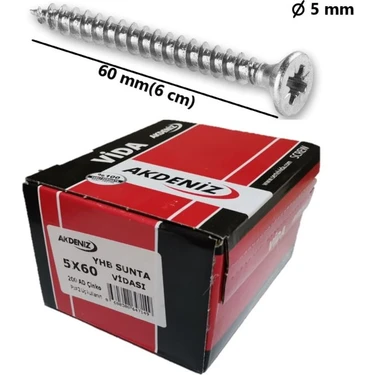 Akdeniz 5X60 Sunta ve Ağaç Vidası Paket 200