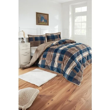 Merinos Çift Kişilik Yorgan Comforter Seti Rida İndigo 220x240 cm Polyester Desenli Yumuşak