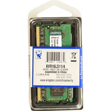 Kingston ValueRam 4GB 1600MHz DDR3 Notebook Ram Fiyatı