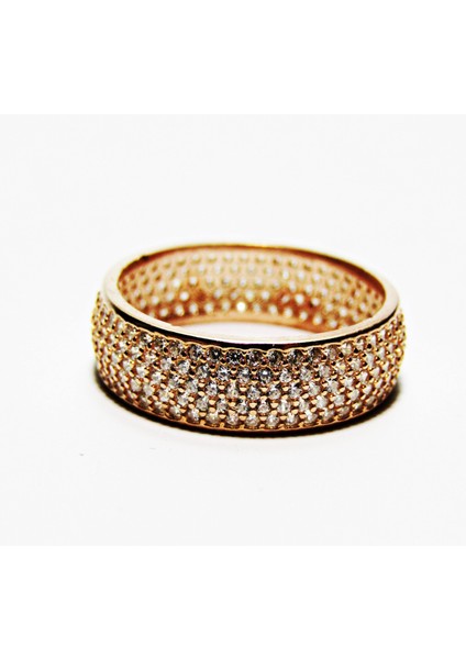 Gümüş Tamtur Rosegold Beş Sıralı Kadın Yüzük modelleri