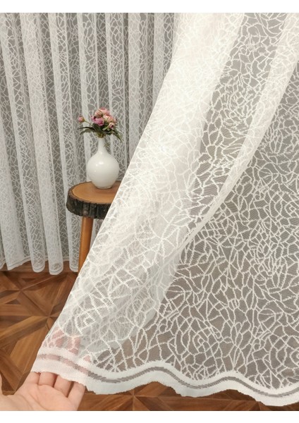 Taç Desen 1/3 Sık Pile Tül Perde Tek Kanat - Krem 520 x 240 cm