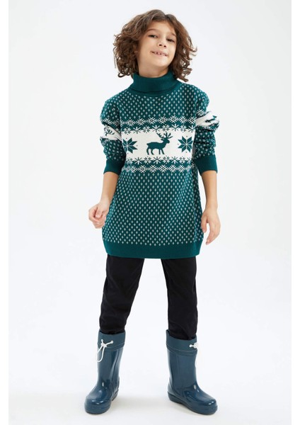 Erkek Çocuk Yılbaşı Temalı Balıkçı Yaka Triko Kazak X9741A623CW fiyatları