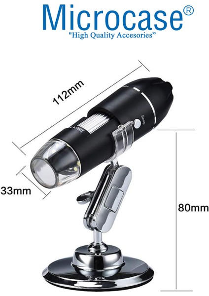 Type-C Micro Otgli 1000X Dijital Mikroskop USB Hd Cmos 8 Led Digital Microscobe AL4076