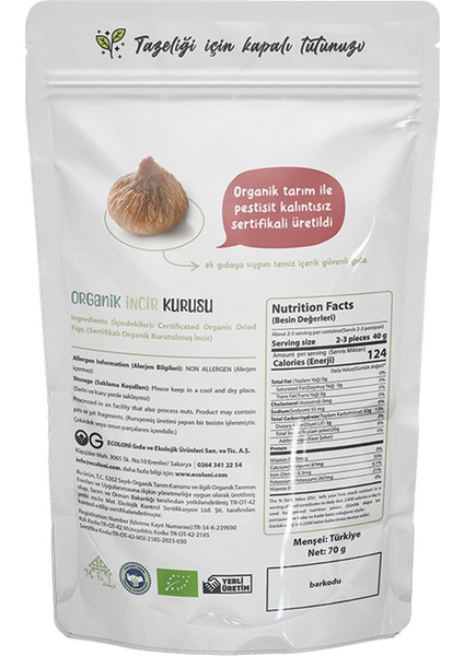 Organik İncir Kurusu 70 gr fiyatları