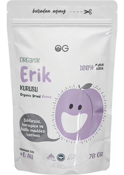 Organik Erik Kurusu +6 Ay 70 gr