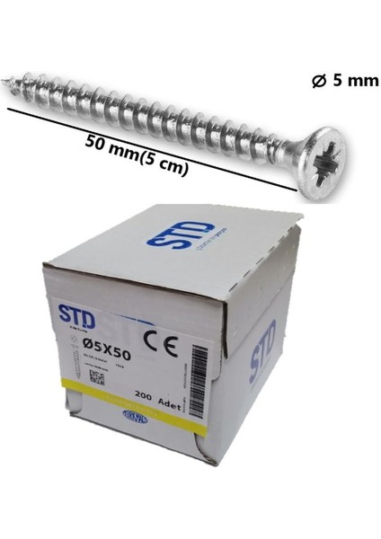 5X50 Sunta ve Ağaç Vidası Paket 200 Adet