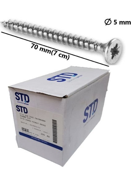 5X70 Sunta ve Ağaç Vidası Paket 200 Adet