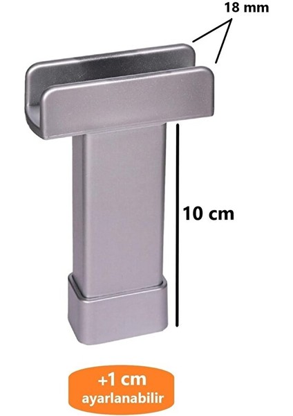 10 cm U Geçme Ayak Ayarlı Mobilya Ayağı 18 mm 2 ADET OLARAK GÖNDERİLİR.........