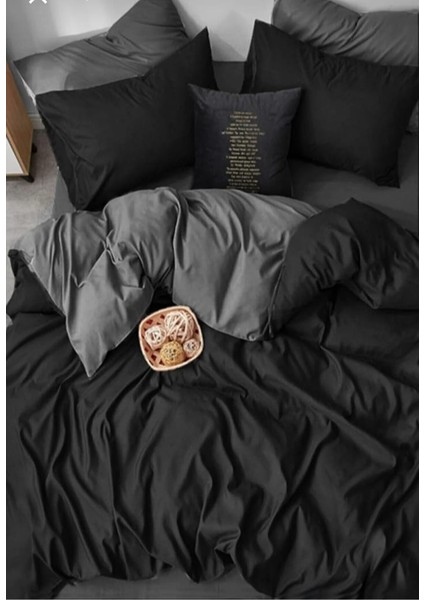 Sedali Home Set - Siyah Gri Çift Yönlü Tek Kişilik Nevresim Seti