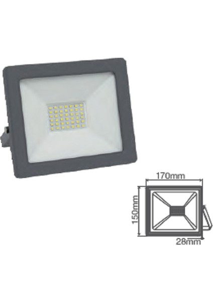 Vt Indus 30W Smd 3000K IP65 220V LED Projektör Günışığı