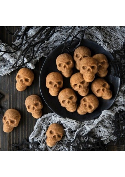 Cadılar Bayramı Halloween Temalı Kuru Kafa Silikon Kek Çikolata Muffin Kalıbı modelleri