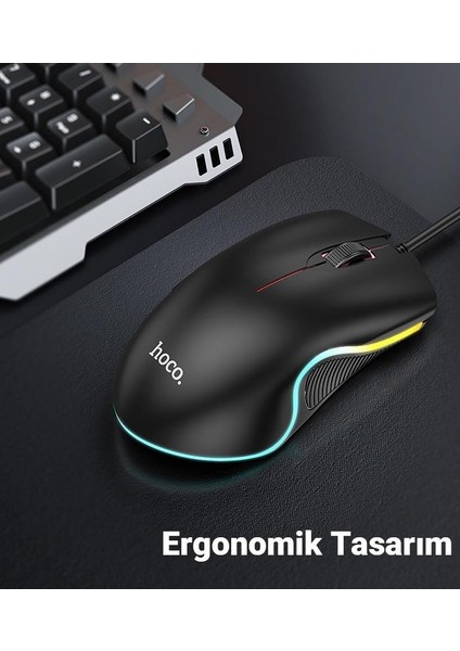 Hc Rgb Series 1.4mt Kablolu 1000DPI LED Işıklı Gamer Oyuncu Optik Mouse, Ergonomik Ultra Hassas Mouse