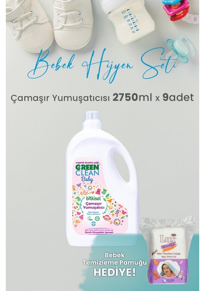 Green Clean Baby Çamaşır Yumuşatıcısı 2750 ml Yıkama x 9 Adet ve Hediyeli