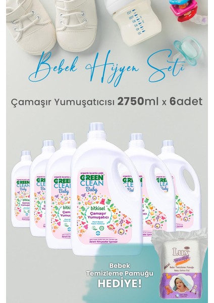 Green Clean Baby Çamaşır Yumuşatıcısı 2750 ml Yıkama x 6 Adet ve Hediyeli